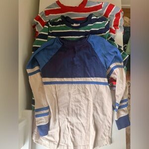 Three Hanna Andersson Boys Long-Sleeve Colorblock Tee - Blue & White